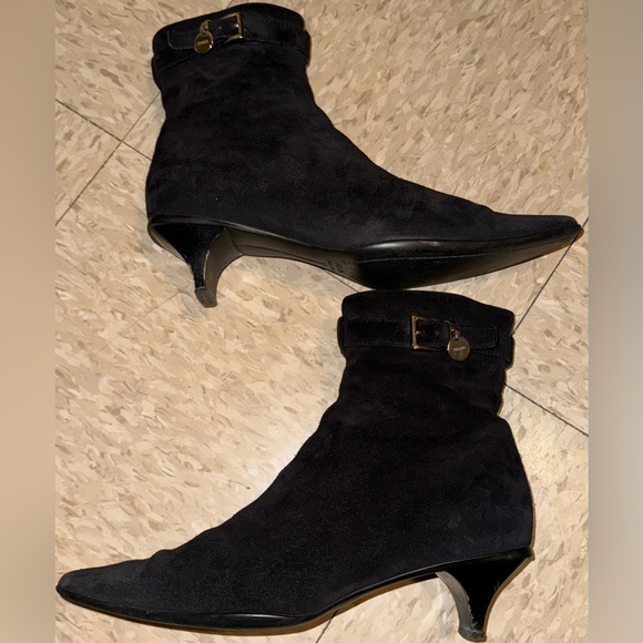 Prada Suede Moto Boots with Kitten Heels in Black size 37.5 - Picture 9 of 16